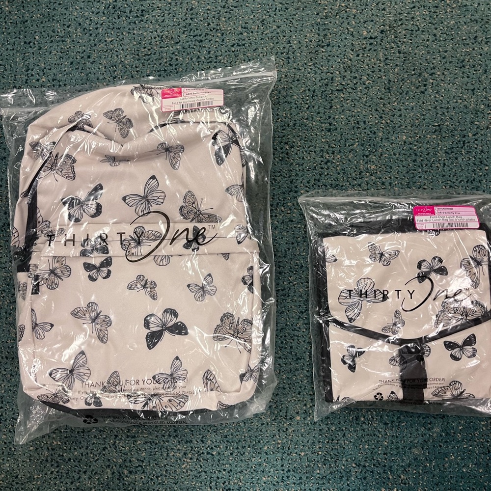 Thirty-one butterfly bliss cool for school backpack and fold over lunch bag
